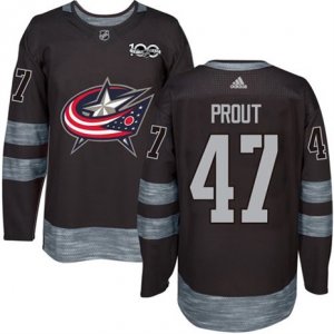 Mens Columbus Blue Jackets #47 Dalton Prout Black 1917-2017 100th Anniversary Stitched NHL Jersey