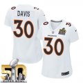 Women Nike Denver Broncos #30 Terrell Davis White Super Bowl 50 Stitched NFL Game Event Jersey