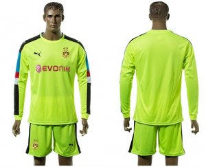 2017-18 Dortmund Fluorescent Green Goalkeeper Long Sleeve Soccer Jersey