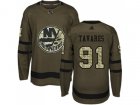 Youth Adidas New York Islanders #91 John Tavares Green Salute to Service Stitched NHL Jersey