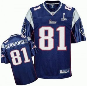 New England Patriots #81 Aaron Hernandez 2012 Super Bowl XLVI Blue[Hernandez]