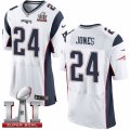 Mens Nike New England Patriots #24 Cyrus Jones Elite White Super Bowl LI 51 NFL Jersey
