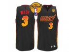 nba miami heat #3 wade black[number golden][2013 finals]