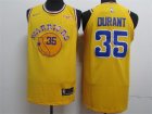 Warriors #35 Kevin Durant Yellow Throwback Nike Authentic Jersey