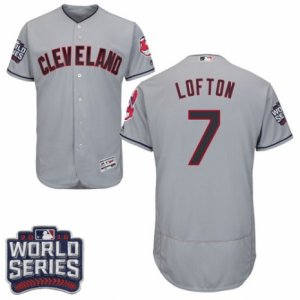 Mens Majestic Cleveland Indians #7 Kenny Lofton Grey 2016 World Series Bound Flexbase Authentic Collection MLB Jersey