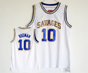 Oklahoma Savages #10 Dennis Rodman White College Basketball Mesh Jersey