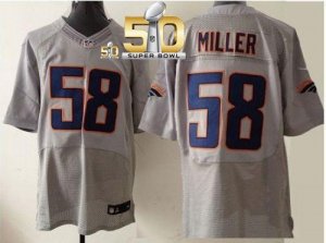 Nike Denver Broncos #58 Von Miller New Grey Shadow Super Bowl 50 Men Stitched NFL Elite Jersey