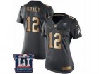 Womens Nike New England Patriots #12 Tom Brady Limited Black Gold Salute to Service Super Bowl LI Champions NFL Jersey