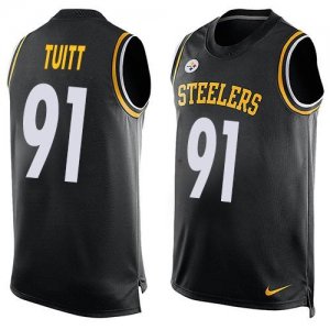 Nike Pittsburgh Steelers #91 Stephon Tuitt Black Team Color Men Stitched NFL Limited Tank Top Jersey