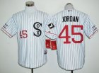 Chicago White Sox #45 Michael Jordan White(Black Strip) Cooperstown Stitched Baseball Jersey