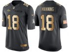 Nike Denver Broncos #18 Peyton Manning Anthracite 2016 Christmas Gold Mens NFL Limited Salute to Service Jersey