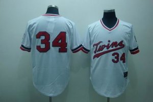 mlb minnesota twins #34 puckett white[cooperstown throwback]