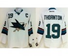 nhl jerseys san jose sharks #19 thornton white[2014 new stadium][patch C]