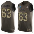 Mens Nike Detroit Lions #63 Brandon Thomas Limited Green Salute to Service Tank Top NFL Jersey