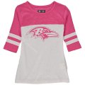 Baltimore Ravens 5th & Ocean By New Era Girls Youth Jersey 34 Sleeve T-Shirt White Pink