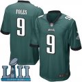 Nike Eagles #9 Nick Foles Green Youth 2018 Super Bowl LII Game Jersey
