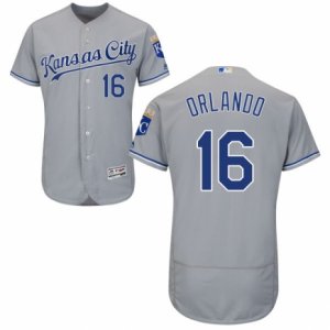 Men\'s Majestic Kansas City Royals #16 Paulo Orlando Grey Flexbase Authentic Collection MLB Jersey