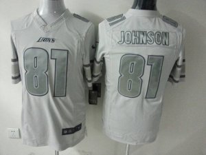 Nike Detroit Lions #81Calvin Johnson White Platinum Jerseys(Game)