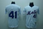 mlb new york mets #41 seaver m&n white(blue strip)