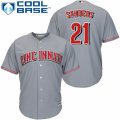 Mens Majestic Cincinnati Reds #21 Reggie Sanders Authentic Grey Road Cool Base MLB Jersey