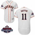 Astros #11 Evan Gattis White Flexbase Authentic Collection 2017 World Series Champions Stitched MLB Jersey