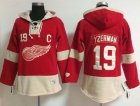 Women Detroit Red Wings #19 Steve Yzerman Red Old Time Lacer NHL Hoodie