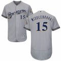 Men's Majestic Milwaukee Brewers #15 Will Middlebrooks Grey Flexbase Authentic Collection MLB Jersey
