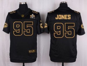 Nike Green Bay Packers #95 Datone Jones Black Pro Line Gold Collection Jersey(Elite)