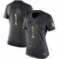 Womens Nike Carolina Panthers #1 Cam Newton Limited Black 2016 Salute to Service NFL Jersey