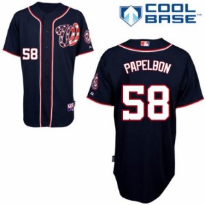 Mens Majestic Washington Nationals #58 Jonathan Papelbon Replica Navy Blue Alternate 2 Cool Base MLB Jersey