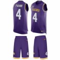 Mens Nike Minnesota Vikings #4 Brett Favre Limited Purple Tank Top Suit NFL Jersey