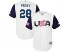 Mens USA Baseball #28 Buster Posey Majestic White 2017 World Baseball Classic Jersey