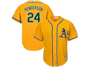 Youth Oakland Athletics #24 Rickey Henderson Gold Cool Base Stitched MLB Jersey