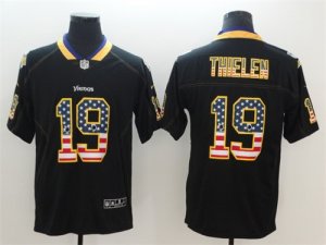 Nike Vikings #19 Adam Thielen Black USA Flag Fashion Color Rush Limited Jersey