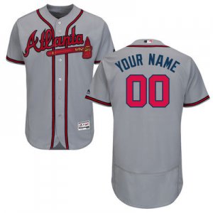 2016 Men Atlanta Braves Majestic Gray Flexbase Authentic Collection custom Jersey