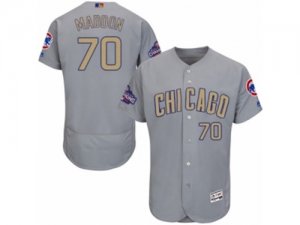 Mens Majestic Chicago Cubs #70 Joe Maddon Authentic Gray 2017 Gold Champion Flex Base MLB Jersey