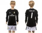 Real Madrid #1 Casillas Black Goalkeeper Long Sleeves Kid Soccer Club Jersey