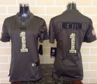 Women Nike Carolina Panthers #1 Cam Newton Green Salute to Service Jerseys