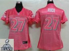 2013 Super Bowl XLVII Women NEW NFL Baltimore Ravens 27 Rice Pink Jerseys
