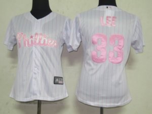 mlb Women Jerseys Philadephia Phillis #33 Lee white[pink strip]