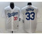 Men's Los Angeles Dodgers #33 James Outman Number White Cool Base Stitched Jersey