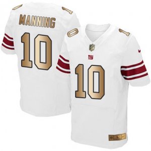 Nike New York Giants #10 Eli Manning White Mens Stitched NFL Elite Gold Jersey