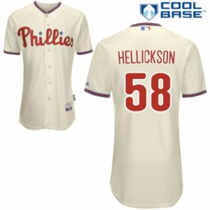 Men\'s Majestic Philadelphia Phillies #58 Jeremy Hellickson Replica Cream Alternate Cool Base MLB Jersey