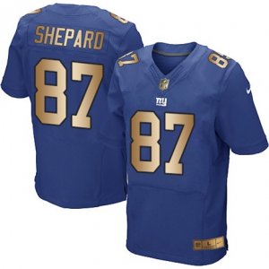 Nike New York Giants #87 Sterling Shepard Royal Blue Team Color Mens Stitched NFL Elite Gold Jersey