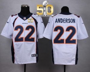 Nike Denver Broncos #22 C.J. Anderson White Super Bowl 50 Men Stitched NFL New Elite Jersey