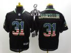 2015 Super Bowl XLIX Nile Seattle Seahawks #31 Kam Chancellor Black Jerseys(USA Flag Fashion Elite)