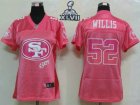 2013 Super Bowl XLVII Women NEW NFL San Francisco 49ers 52 Willis Pink Jerseys(2012 Fam Fan)