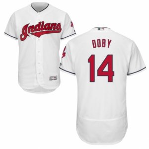 Men\'s Majestic Cleveland Indians #14 Larry Doby White Flexbase Authentic Collection MLB Jersey