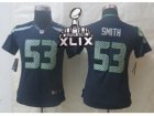 2015 Super Bowl XLIX Nike Women Seattle Seahawks #53 Smith blue Jerseys
