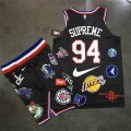 Supreme x Nike x NBA Logos Black Stitched Basketball Jersey(With Shorts)